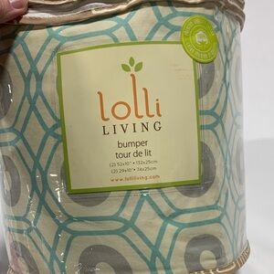 Lolli Living Crib Bumper with Teal and Gray Pattern